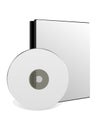 CD/DVD disk with box over white background Royalty Free Stock Photo