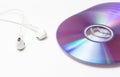 Cd ,dvd disks with headphones Royalty Free Stock Photo