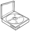 CD or DVD in a jewel case, vector illustration, sketch style Royalty Free Stock Photo