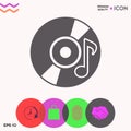 CD, DVD with music symbol icon Royalty Free Stock Photo