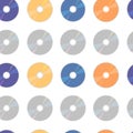 CD DVD seamless pattern. Retro 90s and 2000s background with CD discs. Mp3 music, films, data. Vector colorful flat illustration Royalty Free Stock Photo