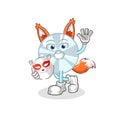 CD japanese fox character. cartoon mascot