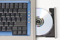 CD in Laptop... View from Top. Royalty Free Stock Photo