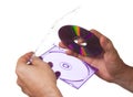 CD-ROM in the box in hand Royalty Free Stock Photo