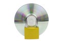 CD with padlock protecting data security concept on white background with cipping path