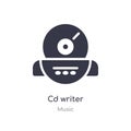cd writer outline icon. isolated line vector illustration from music collection. editable thin stroke cd writer icon on white