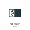 Cd writer outline vector icon. Thin line black cd writer icon, flat vector simple element illustration from editable music concept