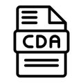 Cda file type icons. Audio extension icon outline design. Vector Illustrations Royalty Free Stock Photo