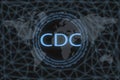 CDC inscription on a dark background and a world map