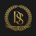 DS Letter logo with gold laurel wreath.