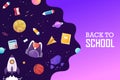 Back to school. Space, rocket, planets and the universe. Template for banner, presentation, landing, sale, poster.