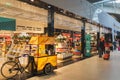 CDG Airport, Paris - 12/22/18: Toblerone promo stand in sweets shop at airport Royalty Free Stock Photo