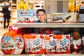 CDG Airport, Paris - 12/22/18: Varied Kinder Bueno sweets from ferrero brand Royalty Free Stock Photo