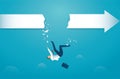 Businessman falls from arrow. concept of into the abyss crisis bankruptcy. vector eps10 Royalty Free Stock Photo