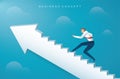 Businessman climbing the arrow stairs to success vector illustration eps10 Royalty Free Stock Photo