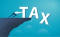 Businessman push the word tax from the top of the hill. vector illustration EPS10