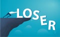 Businessman push the word loser from the top of the hill. vector illustration EPS10 Royalty Free Stock Photo