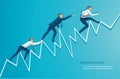 Businessman runs on graph, the employee running up to the top of arrow, Success, achievment, motivation business symbol vector ill Royalty Free Stock Photo