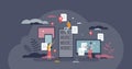 CDN content delivery network for information distribution tiny person concept