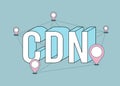 CDN Content delivery network modern flat thin line illustration with isometric acronym abbreviation CDN text Royalty Free Stock Photo