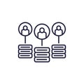 CDN line icon with users, Content delivery network