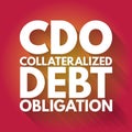 CDO - Collateralized Debt Obligation acronym, business concept background Royalty Free Stock Photo