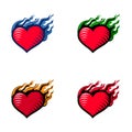 Fire heart, burning heart, love and flame