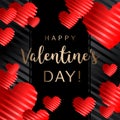 Happy Valentine`s day, inscription with red heart pattern Royalty Free Stock Photo