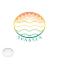 sun and sea, color logo emblem in the ethnic decorative style Royalty Free Stock Photo