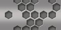 Abstract background, Grey metal geometric hexagonal wallpaper, Honeycomb hexagonal 3d render.