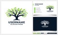 Tree of life logo design, nature tree illustration with business card template Royalty Free Stock Photo