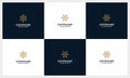 Set of luxury leaf, abstract flower logo design template