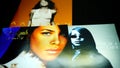 CDs and artwork of the American singer, actress, and model Aaliyah