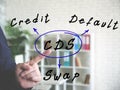 CDS Credit Default Swap on Concept photo. Hand gestures - man pointing on virtual object on background