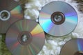 CD media, cds, Compact Disc, DvD, Music discs. Audio Hobby, Sound, Rainbow colors. Royalty Free Stock Photo