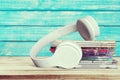 CDs and Headphones Royalty Free Stock Photo
