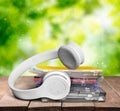 CDs and Headphones Royalty Free Stock Photo