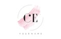CE C E Watercolor Letter Logo Design with Circular Brush Pattern
