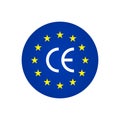 CE europe logo. CE europe mark. European certificate. Icon of eu manufacturer. Symbol of european made, quality and standard. Euro