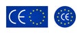 CE european mark. Logo for europe certificate. Icon of eu manufacturer. Symbol of european made, quality and standard. Euro stamp