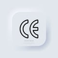 CE mark. CE symbol. European Conformity certification mark. Neumorphic UI UX white user interface web button. Neumorphism. Vector Royalty Free Stock Photo