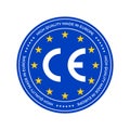 CE marking label or European Conformity certification mark. Vector EU high quality certificate seal stars Royalty Free Stock Photo