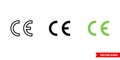 Ce marking packaging symbol icon of 3 types color, black and white, outline. Isolated vector sign symbol.