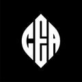 CEA circle letter logo design with circle and ellipse shape. CEA ellipse letters with typographic style. The three initials form a Royalty Free Stock Photo