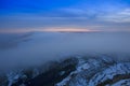 Ceahlau mountain and mystic clouds moving