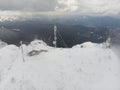 Ceahlau Toaca weather station on top of the mountain. Royalty Free Stock Photo