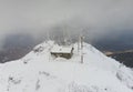 Ceahlau Toaca weather station on top of the mountain. Royalty Free Stock Photo