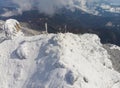 Ceahlau Toaca weather station on top of the mountain. Royalty Free Stock Photo