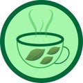 Green leaves in a cup with hot water, green tea concept Royalty Free Stock Photo