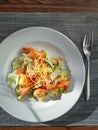 Ceasar salad with prosciutto. Top view. Vertical Royalty Free Stock Photo